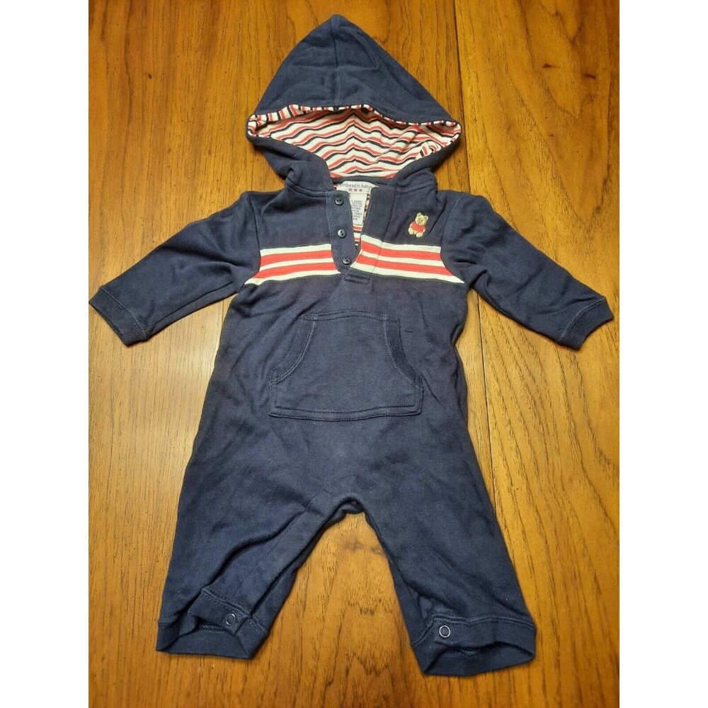 Authentic Baby Hooded One Piece Outfit 0-3 Months Teddy Bear